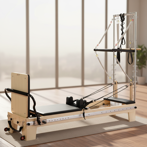 Reformer <span class=keywords><strong>de</strong></span> <span class=keywords><strong>Pilates</strong></span> con <span class=keywords><strong>Torre</strong></span> <span class=keywords><strong>de</strong></span> Alta Calidad, Medio Trapecio <span class=keywords><strong>de</strong></span> Madera, Reformer Clínico <span class=keywords><strong>de</strong></span> Microfibra con <span class=keywords><strong>Torre</strong></span> - Product Image 1