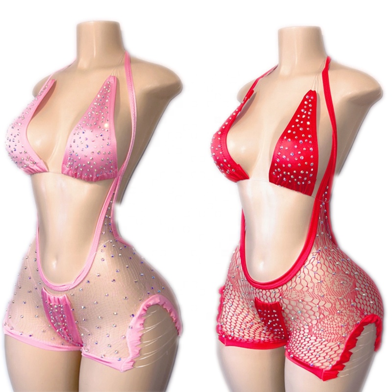 Top Ranking Best Reviewed Ballroom Performance Wear OEM Factory Diamond Fishnet Exotic Dancewear