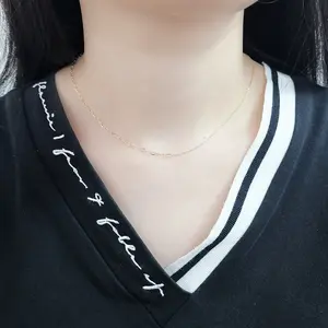 트렌디한 14K 순금 페이퍼클립 크로스 체인 링크 목걸이 (여성용 파티, 웨딩, 약혼 선물) - Product Image 3