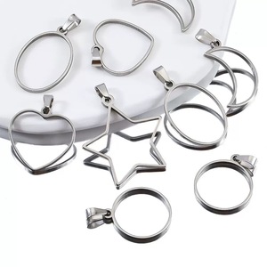 Pendentif en acier inoxydable à cadre creux, formes variées, grande taille, pour la fabrication de colliers, accessoires de bijoux DIY - Product Image 1