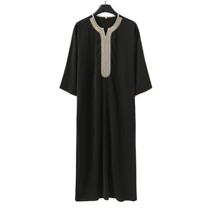 Jubba Marocchina per <span class=keywords><strong>Uomo</strong></span>, Thobe <span class=keywords><strong>Arabo</strong></span>, Caftano Fatto a Mano, Abito Lungo Blu Navy con Delicati Ricami Bianchi - Product Image 5