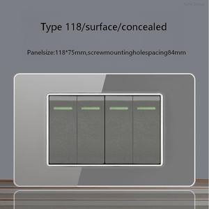 Interruptor de Pared con Panel Gris, Seguridad EU US BR, Interruptor de 1, 2 o 3 Botones - Product Image 6