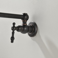 Robinet de remplissage de casseroles mural en bronze huilé, avec bras articulé double pliable, levier fin vintage pour cuisine