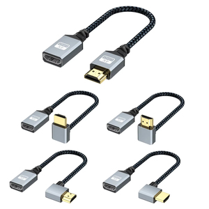 Câble <span class=keywords><strong>Mini</strong></span> <span class=keywords><strong>HDMI</strong></span> vers <span class=keywords><strong>HDMI</strong></span> femelle 4K 60Hz 90 degrés, <span class=keywords><strong>cordon</strong></span> d'extension tressé en nylon pour ordinateurs portables, moniteurs, téléviseurs HD, électronique grand public - Product Image 4