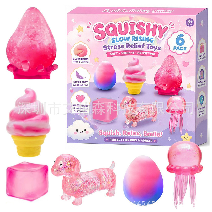Squeeze toy-6 pcs-pink ocean