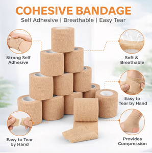 Bande de contention auto-adhésive élastique respirante pour premiers secours, usage vétérinaire et soutien des blessures sportives - Product Image 1
