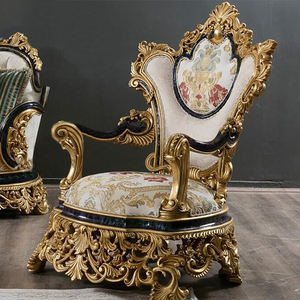 أريكة أثاث من القماش العتيق بتصميم خشبي منحوت على الطراز الأوروبي الملكي - Product Image 5