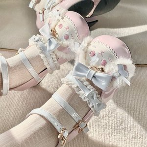 Cute Low Heel Leather Shoes for women & Lolita Students Round Toe with Bowknot Fashionable - Product Image 3