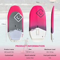 Planche de hydrofoil GY MB Board 3K en fibre de carbone 118L rose 83cm pour eaux océaniques, SUP polyvalent, avec sac à dos et laisse