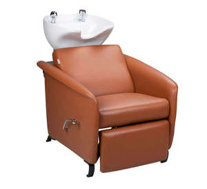 Fauteuil de lavage inclinable robuste pour barbier et spa, mobilier de salon commercial en cuir avec design imperméable - Product Image 1