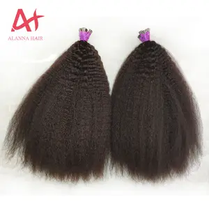 Hot Selling New Mongolian I Tip Hair Extensions Grade 12A Virgin Mongolian Double Drawn Kinky Straight Human Hair