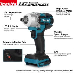 Herramientas Eléctricas Ligeras para Bricolaje, Instalación de Muebles y Reparaciones de Garaje, Llave de Impacto Inalámbrica <span class=keywords><strong>Makita</strong></span> de 1/2 Pulgada, <span class=keywords><strong>18V</strong></span>, Sin Escobillas, para Uso Doméstico - Product Image 4