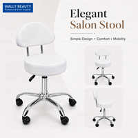 Tabouret de salon moderne en cuir PVC blanc avec dossier, chaise pivotante hydraulique réglable pour salon de beauté