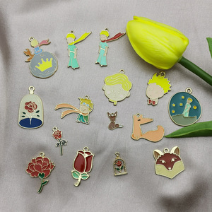 Nuovo smalto cartoon Prince fox rose charm per la creazione di gioielli e la creazione di ciondoli per collana con ciondolo a forma di orecchino di moda - Product Image 3