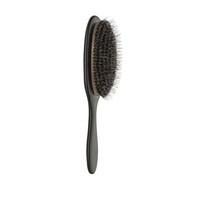 Brosse à cheveux professionnelle en caoutchouc noir avec logo personnalisé, démêlante, à poils de sanglier, pour extensions et perruques