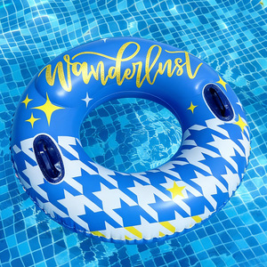 Wanderlust <b>Inflatable</b> Swim Ring 90cm Blue Star Pattern With Handles <b>Pool</b> <b>Float</b> Adult Unisex - Product Image 3