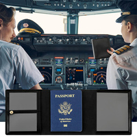 Dompet Pilot, dompet paspor hitam, penutup paspor, pemegang dokumen Pilot, kulit PU, pengatur paspor perjalanan