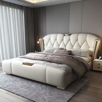 Lit King Size en Bois au Design Italien Moderne, Vente en Gros, Meuble de Chambre à Coucher en Cuir pour Hôtel, Design Moderne et Abordable