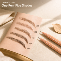 Pensil Alis Cair Ultra Tipis Tahan Air Warna Nude Private Label, Cepat Kering, Vegan