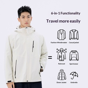 Veste pour femme, modèle couple 3 en 1, amovible, imperméable, coupe-vent, <span class=keywords><strong>chaude</strong></span>, antistatique, enduite de PU, à capuche, pour la randonnée, les activités de plein air, automne-hiver - Product Image 4