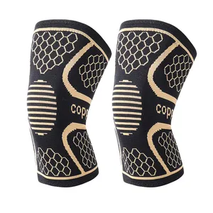 Factory Customized Women Men Sports Fitness Elastic Knee Support Anti Slip Silicone Copper Knee Brace Compression Sleeves