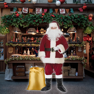 Costume de Père Noël Haut de Gamme en Velours de Soie Doré pour <span class=keywords><strong>Enfants</strong></span> et Parents, Tenue de Cosplay Festive de Noël, Vente en Gros Usine - Product Image 6