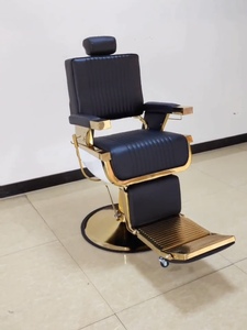 FengSheng Ensemble de chaises de barbier de luxe marron Ensemble de meubles de salon de barbier vintage doré pour hommes salon de barbier - Product Image 3