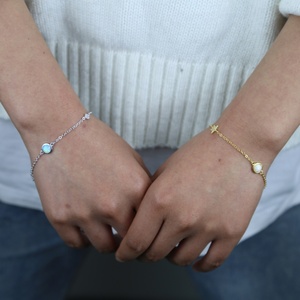 <span class=keywords><strong>Bracelet</strong></span> couleur argent or pour jeune fille, nouvelle collection de bijoux artisanaux, pierres d'opales, breloques en forme d'étoile, vente en gros, tendance - Product Image 6