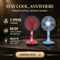 Energy Ventilateur de table solaire avec chargeur d'urgence de 16 pouces Ventilateur de refroidissement par air CA/CC avec support de lumière LED