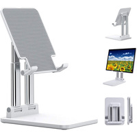 Support de tablette universel réglable en hauteur, pliable, en alliage d'aluminium, rotation à 360 degrés, support de bureau portable pour tablettes de 3 à 10 pouces