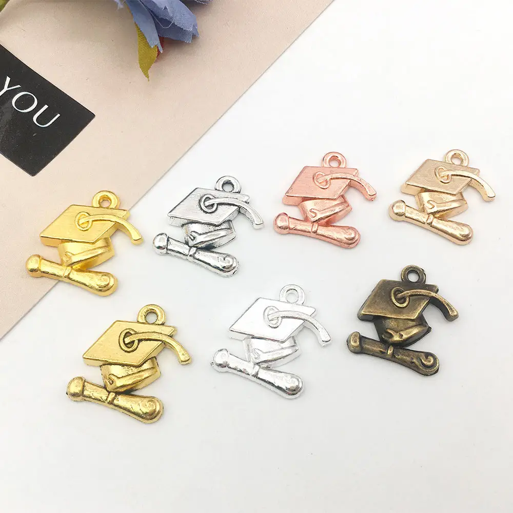 Charms Graduation Bachelor Cap Antik Silber Gold Roségold Farbe Anhänger DIY Crafts Making Finding Handmade Tibetan Jewelry