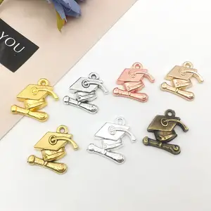 Charms Graduation Bachelor Cap Antique Silver Gold Rose Gold Color Pendants DIY Crafts Making Finding Handmade Tibetan Jewelry