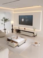 Ensemble table basse et meuble TV minimaliste en marbre moderne, haut de gamme, avec rangement, pour salon
