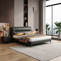 Lit de rangement moderne de luxe beige crème avec cadre rembourré, relevage hydraulique à gaz, tête de lit capitonnée, lit Queen, mobilier de chambre à coucher