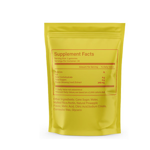 Gomas de <span class=keywords><strong>Ginseng</strong></span> Vermelho Coreano OEM para Adultos Suplemento de Raiz de <span class=keywords><strong>Ginseng</strong></span> Panax Gomas Energéticas para Memória e Imunidade - Product Image 3