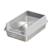 Bac à litière pour chat en acier inoxydable grande capacité et accessoires, antidérapant, semi-fermé, fabrication de haute qualité, toilette pour chat