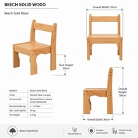 Chaise pour enfants en bois de hêtre Chuangjin, hauteur d'assise 29 cm, dossier haut, sièges Montessori pour garderie, école, vente en gros