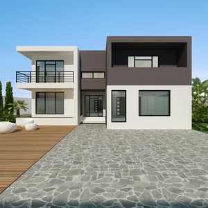 Casa de Campo prefabricada, diseño 3D y plan de suelo