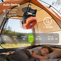 Ventilateur de camping rechargeable OEM/ODM 8000 mAh avec lumière LED, fonction batterie externe, moteur sans balais et faible bruit