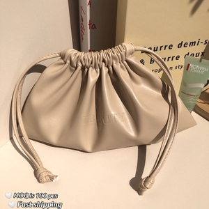 ODM/OEM High Quality Custom Emboss Logo PU Leathrt Drawstring Pouch Gift Makeup Packing Leather Dust Waterproof Pouch - Product Image 2