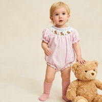 Combinaison à volants Hongbo pour bébé fille nouveau-né, vêtements de Pâques, barboteuse à manches courtes avec broderie de lapin mignon