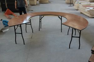 โต๊ะอาหารพับได้รูปครึ่งวงกลม ขนาด 48 นิ้ว 60 นิ้ว 72 นิ้ว ทำจากไม้อัด สำหรับงานเลี้ยง - Product Image 4