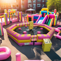 Essuyage gonflable interactif en PVC pour 6 personnes pour un usage commercial avec ventilateur Garantie 1 an Jeux de terrain de jeu de carnaval