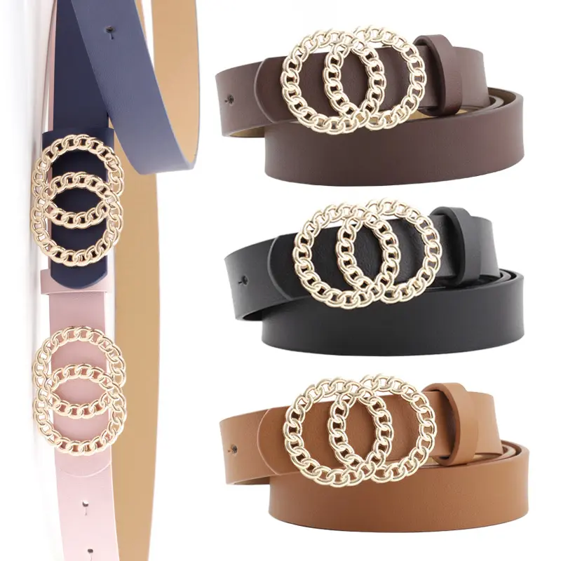 Wholesale New round buckle ladies belt women's casual belt for jeans and dress