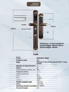 Kunci Pintar Keamanan Kelas B, Anti Air, Baja Tahan Karat, untuk Villa Mewah, Kompatibel dengan Multi-Pintu - Product Image 6