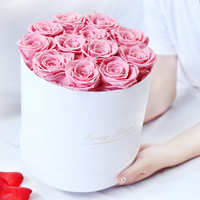 Rose éternelle de la Saint-Valentin, fleurs artificielles en soie, rose stabilisée, boîte cadeau de fleurs