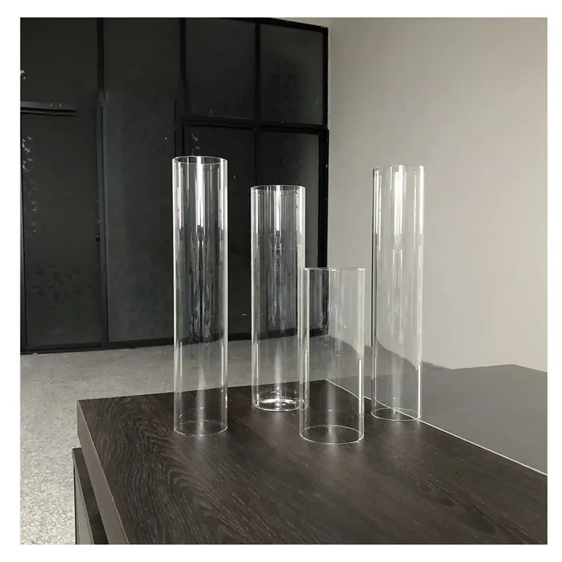 Wholesale Custom Wedding Centerpiece Size Clear Glass Chimney Hurricanes Cylinder Shades for Candle Holder Part