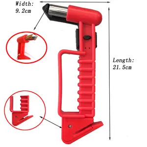 Portable Red Auto Emergency Bus Car Escape Tool Window PP Glass Breaker Safety Hammer With Seat Belt Cutter
