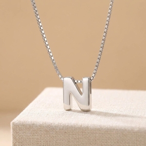 Collar Personalizado <span class=keywords><strong>con</strong></span> Iniciales del Alfabeto, 26 Letras, Acero Inoxidable, Colgante <span class=keywords><strong>de</strong></span> Letra A-Z, <span class=keywords><strong>Cadena</strong></span> <span class=keywords><strong>de</strong></span> Caja, Resistente al Agua, Sin Deslustre, Joyería Personalizada - Product Image 5