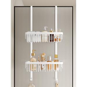 Étagères de rangement pour salle de bain, paniers suspendus à double couche, porte-serviettes muraux en verre et acier inoxydable étanche - Product Image 2